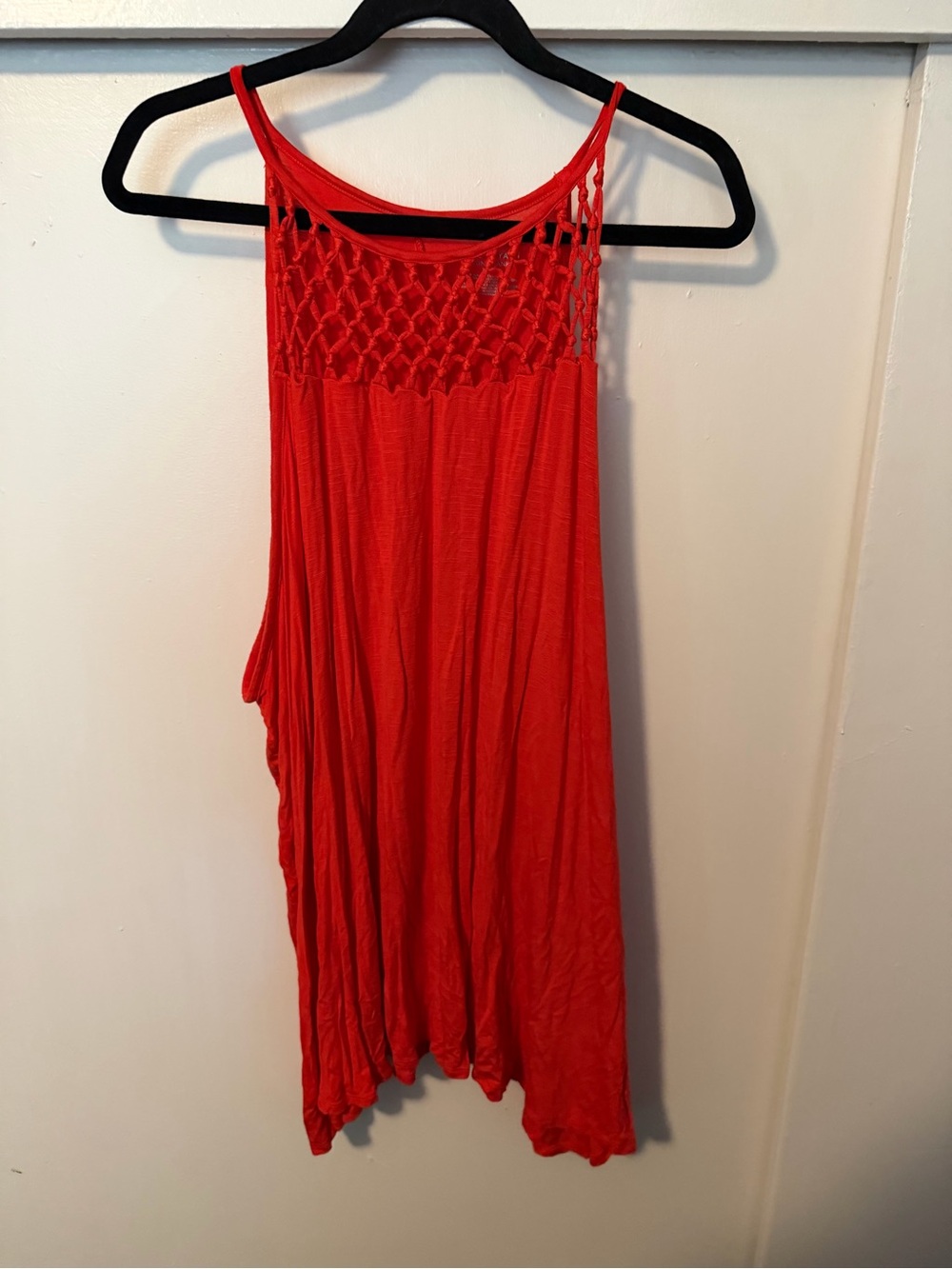 Lane Bryant Red Macramé Yoke Sleeveless Tank